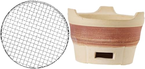 Lehmofengrill Holzkohlegrill Innengrill Gasgrill Tisch Gasgrill Innenheizofen Lehmofen Holzkohlesieb Iense Brenner Holzkohlebrenner Grillofen Tragbarer Ofen, Brown von Generic