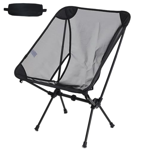 Leichter Campingstuhl Faltbar, Gartenklappstühle mit Tragetasche, Bequemes und Atmungsaktives Netzgewebe für Strand im Freien, Picknick, Wandern(Black) von Generic