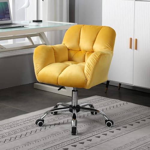 Leichter Luxus Höhenverstellbarer Home Office Stuhl, Moderner Samt Ergonomischer Drehbarer Schreibtischstuhl Mit Mittlerer Rückenlehne Computer Schminkstuhl, Yellow, Size Leichter Luxus Höhenverstellbarer Home Office Stuhl, Moderner Samt Ergonomischer Drehbarer Schreibtischstuhl Mit Mittlerer Rückenlehne Computer Schminkstuhl, Yellow, Size von Generic