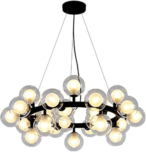 Leichter Luxus Industrie-kronleuchter G4 Lichtquelle Glas Kugelförmige Pendelleuchte Kreativität Pendelleuchte Höhenverstellbare Deckenleuchte Für Esszimmer Wohnzimmer, Black, 25 Head Leichter Luxus Industrie-kronleuchter G4 Lichtquelle Glas Kugelförmige Pendelleuchte Kreativität Pendelleuchte Höhenverstellbare Deckenleuchte Für Esszimmer Wohnzimmer, Black, 25 Head von Generic