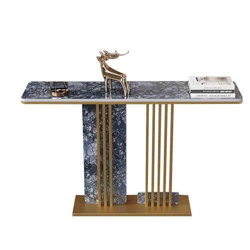 Leichter Luxus Schiefer Konsolentisch mit Beschichtetem Metallgestell Stilvoller Akzenttisch für Flur, Diele, Schlafzimmer Eingangsbereich Platzsparender(Blue,100 * 30 * 80cm) von Generic