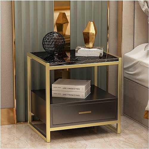 Leichter Luxus-marmor-nachttisch Mit 1 Schubladen Einfachheit Moderner Nachttisch Für Schlafzimmer Schmiedeeiserner Nachttisch Für Wohnzimmerbett, Champagne Gold Black, 45 * 40 * 50cm Leichter Luxus-marmor-nachttisch Mit 1 Schubladen Einfachheit Moderner Nachttisch Für Schlafzimmer Schmiedeeiserner Nachttisch Für Wohnzimmerbett, Champagne Gold Black, 45 * 40 * 50cm von Generic