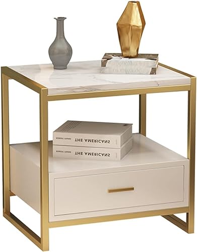 Leichter Luxus-marmor-nachttisch Mit 1 Schubladen Einfachheit Moderner Nachttisch Für Schlafzimmer Schmiedeeiserner Nachttisch Für Wohnzimmerbett, Champagne Gold White, 45 * 40 * 50cm Leichter Luxus-marmor-nachttisch Mit 1 Schubladen Einfachheit Moderner Nachttisch Für Schlafzimmer Schmiedeeiserner Nachttisch Für Wohnzimmerbett, Champagne Gold White, 45 * 40 * 50cm von Generic