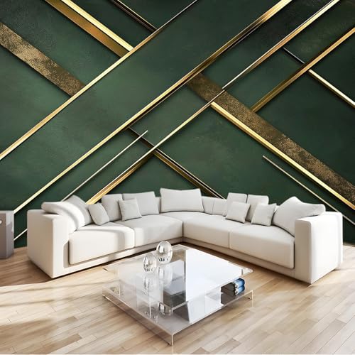 Leichter Luxusstil Vlies Fototapete 400 X 280 Cm Grüne Geometrische Goldene Linien - 3D Effekt Fototapeten Vliestapete Xxl Wandtapete Motivtapeten Wanddekoration Wohnzimmer Schlafzimmer Leichter Luxusstil Vlies Fototapete 400 X 280 Cm Grüne Geometrische Goldene Linien - 3D Effekt Fototapeten Vliestapete Xxl Wandtapete Motivtapeten Wanddekoration Wohnzimmer Schlafzimmer von Generic