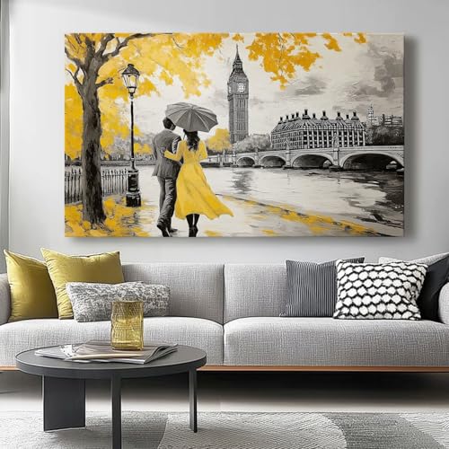 Leinwand Bilder 150L x50B cm Wanddeko Wohnzimmer Aesthetic Room Decor Deko Ölgemälde Stadtlandschaft Paar Rücken Zimmer Wandbilder Modern Bild auf Leinwand Moderne Kunst Grau Gelb Leinwand Bilder 150L x50B cm Wanddeko Wohnzimmer Aesthetic Room Decor Deko Ölgemälde Stadtlandschaft Paar Rücken Zimmer Wandbilder Modern Bild auf Leinwand Moderne Kunst Grau Gelb von Generic
