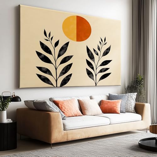 Leinwand Bilder Boho Stil Pflanzen Sonne Bild auf Leinwand, Poster Hochwertige Wandbilder für Wohnzimmer Schlafzimmer Heimbüro Restaurant Wanddekoration 120x80cm von Generic