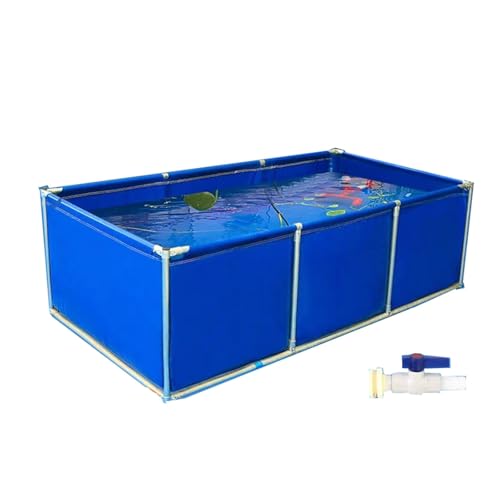 Leinwand Fischteich Pool ，Großes zusammenklappbares Aquarium for den Außenbereich,Mit Ablassventil,Perfekt for Zuchtwassertanks und Fischteiche im Freien(6x5m) von Generic
