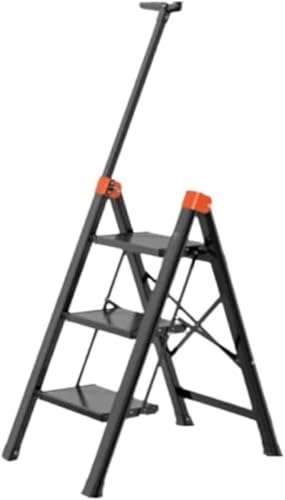 Leiter Haushaltsleiter Klappleiter Klappleiter Teleskopleitern Aus Verdickter Aluminiumlegierung, Trittleitern Mit Breiten Pedalen Und Handläufen+(Size:3 Step,Color:Schwarz) von Generic