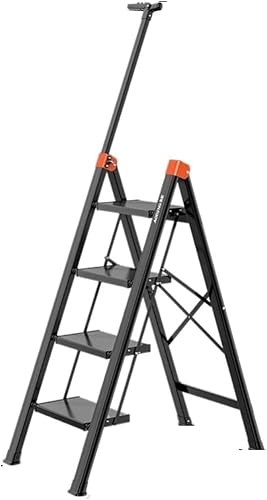 Leiter Haushaltsleiter Klappleiter Klappleiter Teleskopleitern Aus Verdickter Aluminiumlegierung, Trittleitern Mit Breiten Pedalen Und Handläufen+(Size:5 Step,Color:Schwarz) von Generic