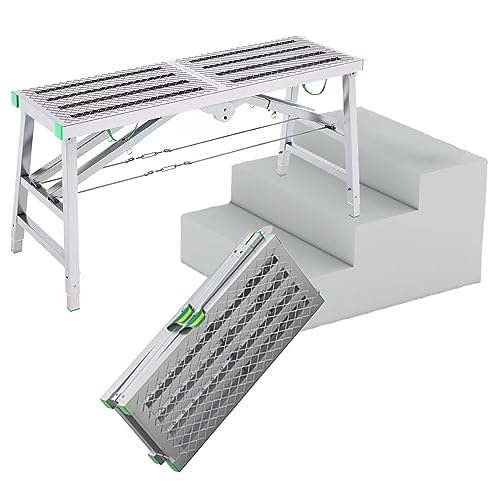 Leiter Mehrzweck-Klappgerüst mit Verstellbarer Höhe 15,7" Arbeitsplattform Gerüstturm für Heimwerker 140×40cm von Generic
