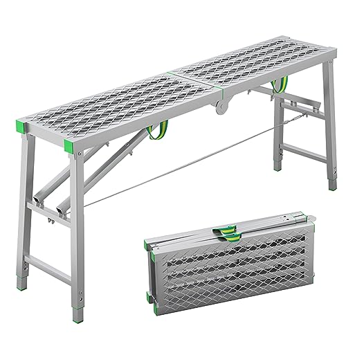 Leiter Multifunktionale Klappgerüst-Arbeitsplattform mit höhenverstellbarer und Kletterpedalen Tragbare und robuste Haushaltsleiter zum Reinigen und Streichen von Decken (180×40cm) von Generic