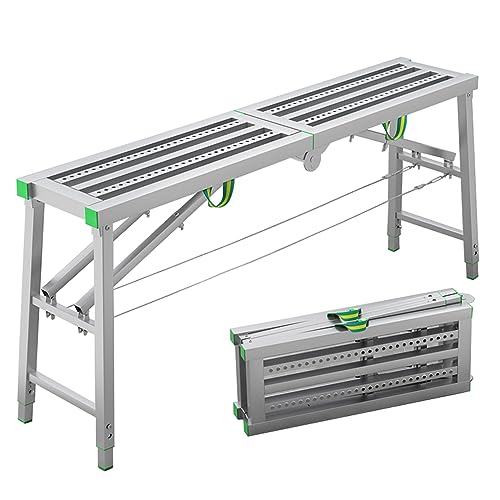 Leiter Multifunktionale Klappgerüst-Arbeitsplattform mit höhenverstellbarer und Kletterpedalen Tragbare und robuste Haushaltsleiter zum Reinigen und Streichen von Decken (180×40cm) von Generic