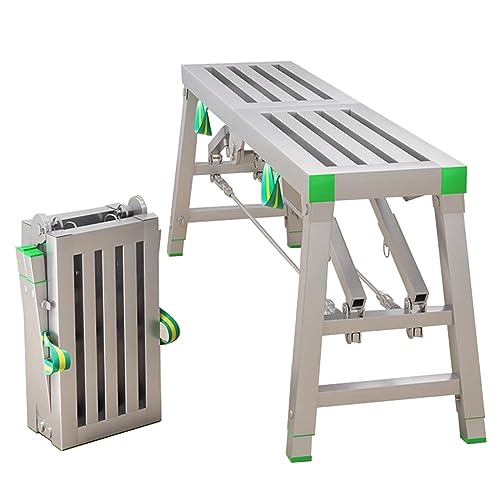 Leiter Tragbare klappbare Arbeitsplattform aus Stahl Gerüstturm zum Waschen von Fahrzeugen, Reinigen von Fenstern und Dekorieren 880 lbs Tragfähigkeit A 180×30cm von Generic