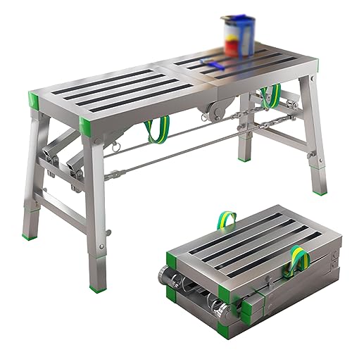 Leiter Tragbare klappbare Gerüst Arbeitsplattform Turm höhenverstellbare 5-Gang-Gerüstleiter-Hockerbank für Decke 880 lbs Tragfähigkeit Aluminium 200×30cm von Generic