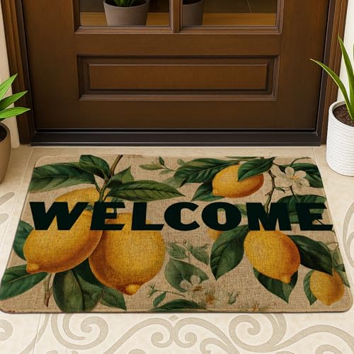 Lemon Welcome Fußmatte, gelbe Zitrusfrüchte, Eingangsmatte für Frühlings- und Sommerdekoration, Innen- und Außenbereich, rutschfester Staubfänger, leicht zu reinigendes Design, 73,2 x 43,2 cm Lemon Welcome Fußmatte, gelbe Zitrusfrüchte, Eingangsmatte für Frühlings- und Sommerdekoration, Innen- und Außenbereich, rutschfester Staubfänger, leicht zu reinigendes Design, 73,2 x 43,2 cm von Generic