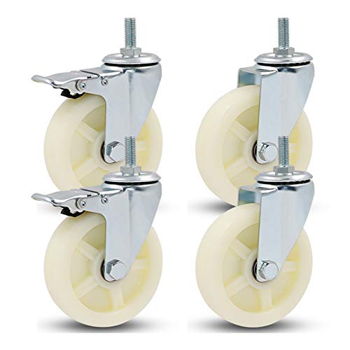 Lenkrollen, Lenkrolle, Universal-Lenkrolle, strapazierfähig, für Möbel, Wagen mit Nylon, bewegliche Rolle, Industrie-S, M12 x 25 mm Gewindeschaft, 4 Stück, Bremse + Universal-100 mm/4 Zoll Lenkrollen, Lenkrolle, Universal-Lenkrolle, strapazierfähig, für Möbel, Wagen mit Nylon, bewegliche Rolle, Industrie-S, M12 x 25 mm Gewindeschaft, 4 Stück, Bremse + Universal-100 mm/4 Zoll von Generic