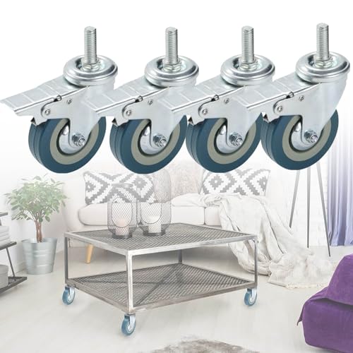 Lenkrollen, Lenkrolle mit Doppelverriegelung, 65 mm Gewinde, Bodenschutz für Schränke, Bücherregale, Computertische und Werkbänke, leises Gleiten und sichere Mobilität Lenkrollen, Lenkrolle mit Doppelverriegelung, 65 mm Gewinde, Bodenschutz für Schränke, Bücherregale, Computertische und Werkbänke, leises Gleiten und sichere Mobilität von Generic