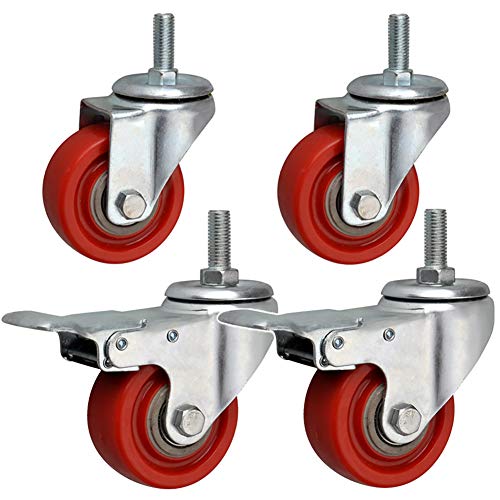 Lenkrollen, Schwerlast-Möbelrollen, 3" und 4" Industrie-Drehgelenk mit Bremse, M12 × 30 mm Gewinde, Doppellager, perfekt für Trolleys und Vitrinen, 4er-Pack Lenkrollen, Schwerlast-Möbelrollen, 3" und 4" Industrie-Drehgelenk mit Bremse, M12 × 30 mm Gewinde, Doppellager, perfekt für Trolleys und Vitrinen, 4er-Pack von Generic