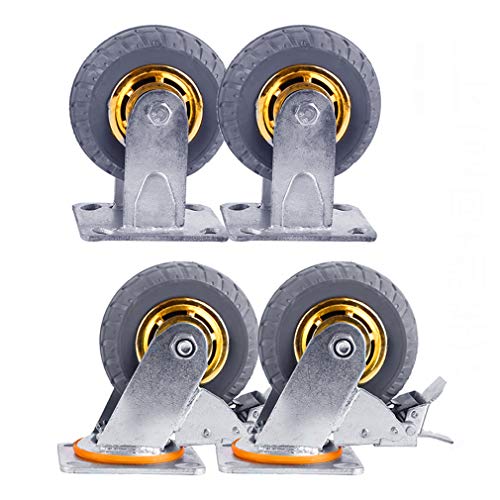 Lenkrollen Heavyduty Industrial Caster 4er Pack Starre Vollgummilauffläche 100 mm Durchmesser 500 kg Tragfähigkeit Vielseitige Stile und Größen Plattenhalterung für Stabilität von Generic