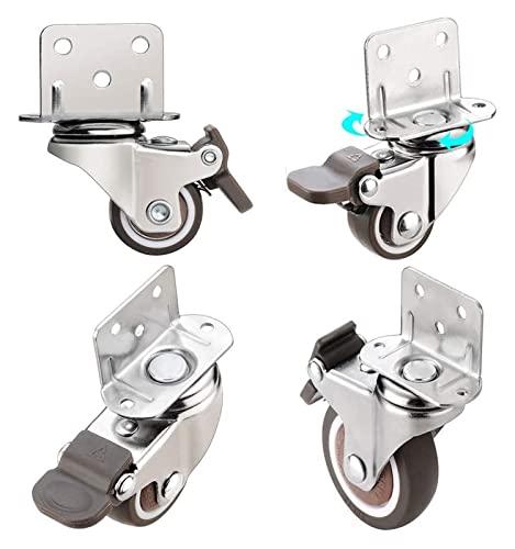 Lenkrollen Silent Caster Ersatz-Lenkrolle 4 X Mit L-förmiger Montageplatte Möbelrad, 4X Bremse von Generic