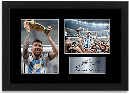 Leonel Messi Argentinien Weltmeisterschaft 2022 A4 gedrucktes, signiertes Autogramm, Passepartout, Geschenk, gerahmt von Generic