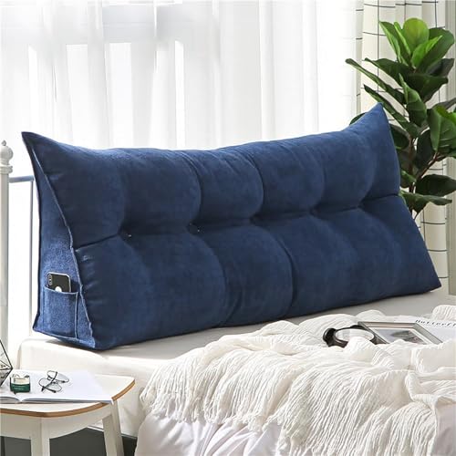 Lesekissen Für Bett Und Couch - Dreieckiges Sofakissen Mit Rückenlehne Kopfteil, Buchkissen, Dark Blue, 150 * 50 * 20cm von Generic
