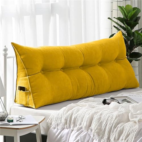 Lesekissen Für Bett Und Couch - Dreieckiges Sofakissen Mit Rückenlehne Kopfteil, Buchkissen, Yellow, 120 * 50 * 20cm Lesekissen Für Bett Und Couch - Dreieckiges Sofakissen Mit Rückenlehne Kopfteil, Buchkissen, Yellow, 120 * 50 * 20cm von Generic