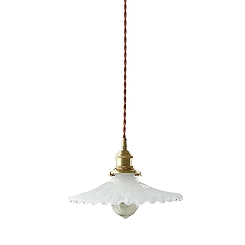 Leuchte, Kupfer-Lampenschirm-Pendelleuchte, nordisches weißes Jadeglas, plissiert, abgehängt, 1-flammig, Decken-Hängelampe, verstellbares Kit, Leuchte, Esstisch, Badezimmerbeleuchtung Leuchte, Kupfer-Lampenschirm-Pendelleuchte, nordisches weißes Jadeglas, plissiert, abgehängt, 1-flammig, Decken-Hängelampe, verstellbares Kit, Leuchte, Esstisch, Badezimmerbeleuchtung von Generic