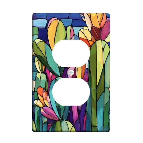 Leuchtende Kaktus-Lichtschalter-Abdeckplatten/Steckdosenabdeckungen, bunte Wüstenpflanzen für Heimdekoration, thermoplastische Wandplatten, Standardgröße, Einzel-Duplex-Steckdose Leuchtende Kaktus-Lichtschalter-Abdeckplatten/Steckdosenabdeckungen, bunte Wüstenpflanzen für Heimdekoration, thermoplastische Wandplatten, Standardgröße, Einzel-Duplex-Steckdose von Generic