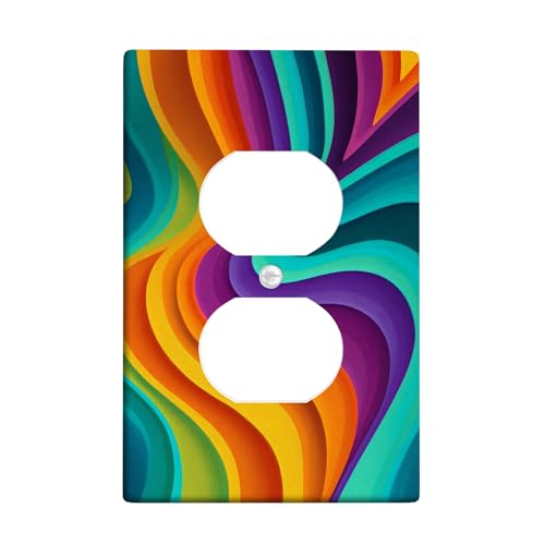 Leuchtende abstrakte Lichtschalter-Abdeckplatte/Steckdosenabdeckungen, buntes Wellen-Design für Heimdekoration, thermoplastische Wandplatten, Standardgröße, Einzel-Duplex-Steckdose Leuchtende abstrakte Lichtschalter-Abdeckplatte/Steckdosenabdeckungen, buntes Wellen-Design für Heimdekoration, thermoplastische Wandplatten, Standardgröße, Einzel-Duplex-Steckdose von Generic