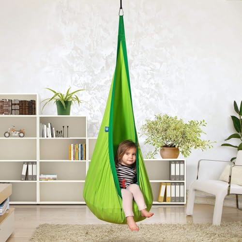 Leuchtender Pod-Schaukelsitz, Hängesessel mit LED-Leuchten, sensorischer Pod-Schaukelstuhl aus Baumwolle mit aufblasbarem Kissen und sämtlichem Zubehör, Pod-Schaukel for drinnen und draußen(Green) Leuchtender Pod-Schaukelsitz, Hängesessel mit LED-Leuchten, sensorischer Pod-Schaukelstuhl aus Baumwolle mit aufblasbarem Kissen und sämtlichem Zubehör, Pod-Schaukel for drinnen und draußen(Green) von Generic
