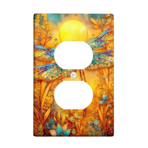 Libelle Lichtschalter-Abdeckplatten / Steckdosenabdeckungen Goldenes Blumen-Design für Frühlingsdekor Thermoplastische Wandplatten Standardgröße Einzel-Duplex-Steckdose Libelle Lichtschalter-Abdeckplatten / Steckdosenabdeckungen Goldenes Blumen-Design für Frühlingsdekor Thermoplastische Wandplatten Standardgröße Einzel-Duplex-Steckdose von Generic