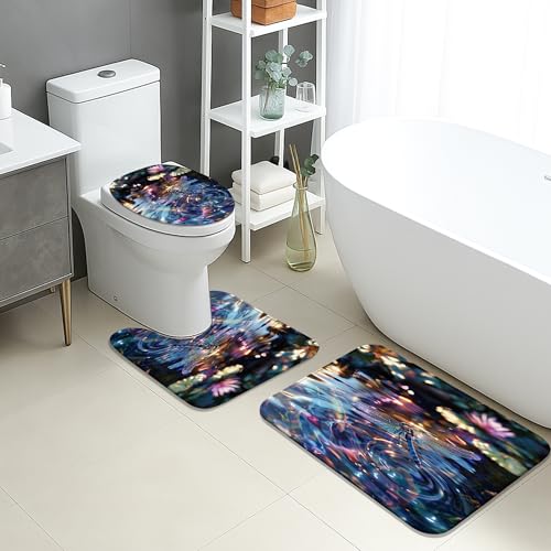 Libellen-Badematten-Set, 3-teilig, bunt, wasserreflektierend, saugfähig, rutschfest, WC-Vorleger, U-förmig, waschbar, Frühlingsblumen, schnell trocknend, Memory-Schaum, Badezimmerteppich-Set Libellen-Badematten-Set, 3-teilig, bunt, wasserreflektierend, saugfähig, rutschfest, WC-Vorleger, U-förmig, waschbar, Frühlingsblumen, schnell trocknend, Memory-Schaum, Badezimmerteppich-Set von Generic