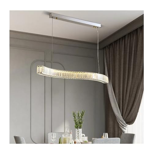 Licht, Moderne Esszimmer Lustre Stahl Led Pendelleuchten Wave Lustre Kristalle Led Hängelampe Hängelampe Dekor Innenbeleuchtung LED Decke von Generic