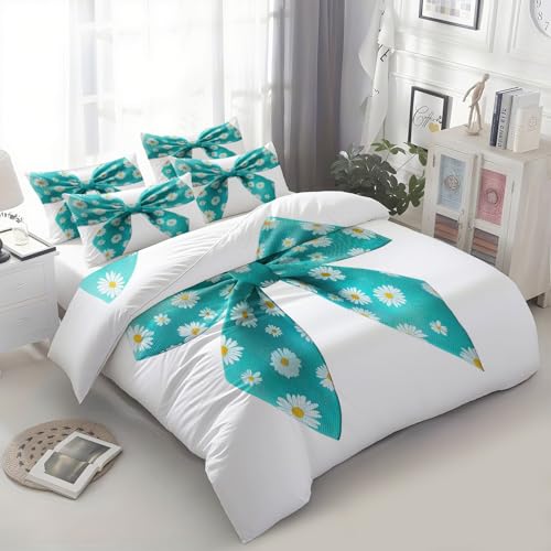 Lichtfarbe Bettwäsche Set 135 x 200 cm Minimalistische Schleife, Wende Motiv Microfaser mit Reißverschluss Bettbezug, für Allergiker geeignet von Generic