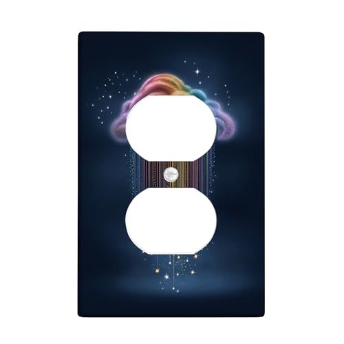 Lichtschalter-Abdeckplatte/Steckdosenabdeckungen, Regenbogenwolke, buntes verträumtes Design für Kinderzimmer, Thermoplastische Wandplatten, Standardgröße, Einzel-Duplex-Steckdose Lichtschalter-Abdeckplatte/Steckdosenabdeckungen, Regenbogenwolke, buntes verträumtes Design für Kinderzimmer, Thermoplastische Wandplatten, Standardgröße, Einzel-Duplex-Steckdose von Generic