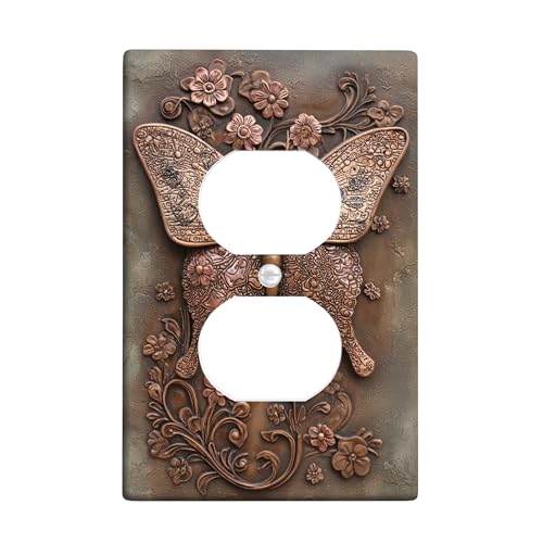 Lichtschalter-Abdeckplatte/Steckdosenabdeckungen, Schmetterlings-Design, Bronze-Blumen-Design für Frühlingsdekoration, Thermoplastische Wandplatten, Standardgröße, Einzel-Duplex-Steckdose Lichtschalter-Abdeckplatte/Steckdosenabdeckungen, Schmetterlings-Design, Bronze-Blumen-Design für Frühlingsdekoration, Thermoplastische Wandplatten, Standardgröße, Einzel-Duplex-Steckdose von Generic