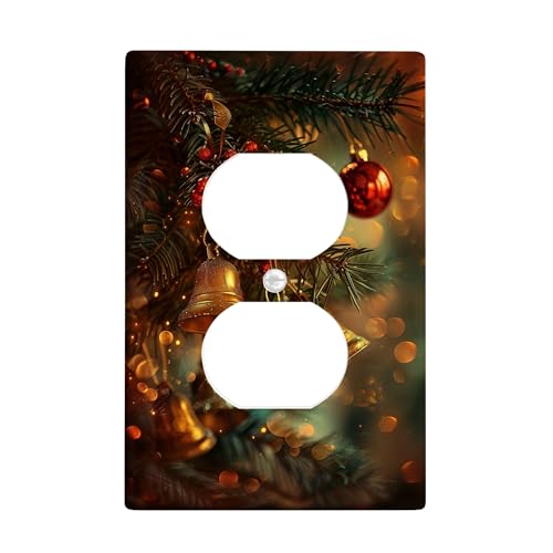 Lichtschalter-Abdeckplatte/Steckdosenabdeckungen, Weihnachtsglocken, warmbraun, Urlaubsdekoration für Zuhause, thermoplastische Wandplatten, Standardgröße, Einzel-Duplex-Steckdose von Generic
