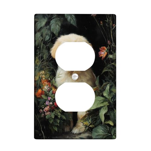Lichtschalter-Abdeckplatte/Steckdosenabdeckungen mit Blumenmuster, Schwarz und Gold, Golden Retriever für Heimdekoration, thermoplastische Wandplatten, Standardgröße, Einzel-Duplex-Steckdose Lichtschalter-Abdeckplatte/Steckdosenabdeckungen mit Blumenmuster, Schwarz und Gold, Golden Retriever für Heimdekoration, thermoplastische Wandplatten, Standardgröße, Einzel-Duplex-Steckdose von Generic
