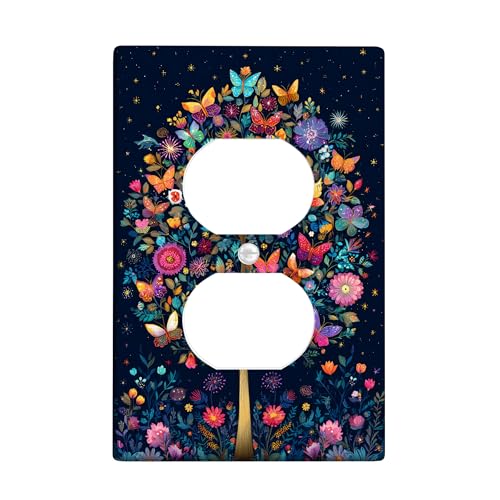 Lichtschalter-Abdeckplatte/Steckdosenabdeckungen mit Schmetterlingsbaum, buntes Blumen-Design für Heimdekoration, thermoplastische Wandplatten, Standardgröße, Einzel-Duplex-Steckdose Lichtschalter-Abdeckplatte/Steckdosenabdeckungen mit Schmetterlingsbaum, buntes Blumen-Design für Heimdekoration, thermoplastische Wandplatten, Standardgröße, Einzel-Duplex-Steckdose von Generic