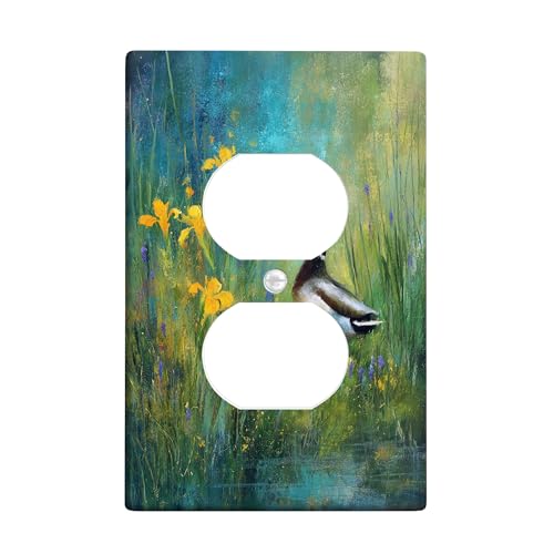 Lichtschalter-Abdeckplatte für Frühlingsblumen, lebendige gelbe Blumen mit Enten-Design, Thermoplastische Wandplatten, Standardgröße, Einzel-Duplex-Steckdose Lichtschalter-Abdeckplatte für Frühlingsblumen, lebendige gelbe Blumen mit Enten-Design, Thermoplastische Wandplatten, Standardgröße, Einzel-Duplex-Steckdose von Generic