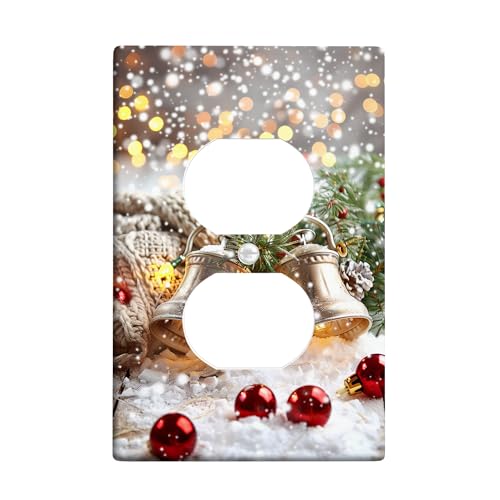 Lichtschalter-Abdeckplatte für Weihnachtsglocken, goldfarben, Urlaubsdekoration für Wandakzente, thermoplastische Wandplatten, Standardgröße, Einzel-Duplex-Steckdose Lichtschalter-Abdeckplatte für Weihnachtsglocken, goldfarben, Urlaubsdekoration für Wandakzente, thermoplastische Wandplatten, Standardgröße, Einzel-Duplex-Steckdose von Generic