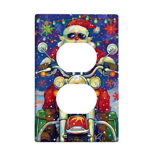 Lichtschalter-Abdeckplatte für Weihnachtsmann-Motorrad-Lichtschalter/Steckdosenabdeckungen, buntes Urlaubsdesign für Wandakzente, thermoplastische Wandplatten, Standardgröße, Einzel-Duplex-Steckdose Lichtschalter-Abdeckplatte für Weihnachtsmann-Motorrad-Lichtschalter/Steckdosenabdeckungen, buntes Urlaubsdesign für Wandakzente, thermoplastische Wandplatten, Standardgröße, Einzel-Duplex-Steckdose von Generic