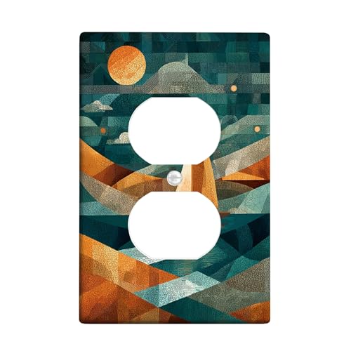 Lichtschalter-Abdeckplatte für geometrische Segelboote, blaugrün und orange, Küsten-Design für Heimdekoration, thermoplastische Wandplatten, Standardgröße, Einzel-Duplex-Steckdose von Generic