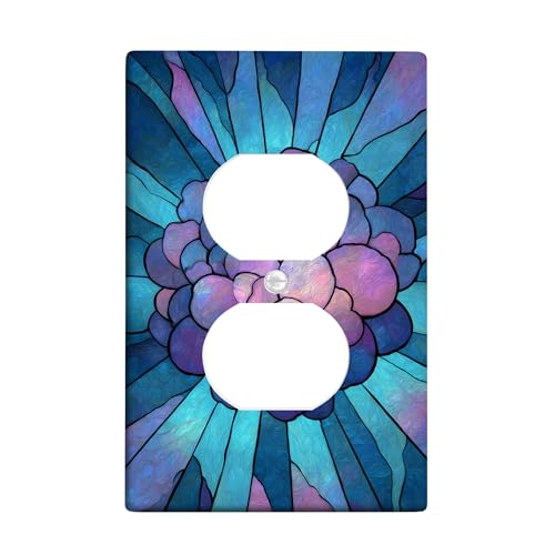 Lichtschalter-Abdeckplatte mit Blumenmuster, blaues und violettes Blumen-Design für Heimdekoration, thermoplastische Wandplatten, Standardgröße, Einzel-Duplex-Steckdose Lichtschalter-Abdeckplatte mit Blumenmuster, blaues und violettes Blumen-Design für Heimdekoration, thermoplastische Wandplatten, Standardgröße, Einzel-Duplex-Steckdose von Generic