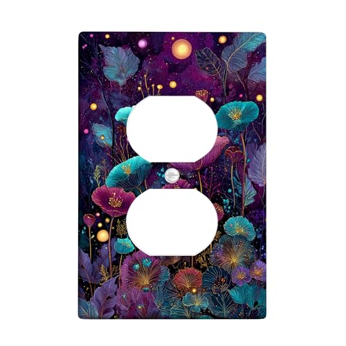 Lichtschalter-Abdeckplatte mit Blumenmuster, lebendige blaue und violette Blumen für Heimdekoration, thermoplastische Wandplatten, Standardgröße, Einzel-Duplex-Steckdose Lichtschalter-Abdeckplatte mit Blumenmuster, lebendige blaue und violette Blumen für Heimdekoration, thermoplastische Wandplatten, Standardgröße, Einzel-Duplex-Steckdose von Generic