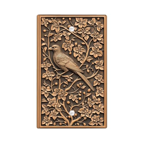 Lichtschalter-Abdeckplatte mit Vogel- und Blütenmotiv, Antik-Bronze-Blumen-Design für saisonale Dekoration, Thermoplastische Wandplatten, Standard-Größe, blanke Abdeckplatte Lichtschalter-Abdeckplatte mit Vogel- und Blütenmotiv, Antik-Bronze-Blumen-Design für saisonale Dekoration, Thermoplastische Wandplatten, Standard-Größe, blanke Abdeckplatte von Generic
