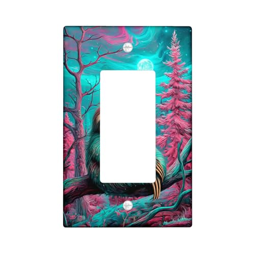 Lichtschalter-Abdeckplatten/Steckdosenabdeckungen, Faultier-Design, Blaugrün und Pfirsichwald, für Raumdekoration, Wandplatten, Standardgröße, Einzelwippe Lichtschalter-Abdeckplatten/Steckdosenabdeckungen, Faultier-Design, Blaugrün und Pfirsichwald, für Raumdekoration, Wandplatten, Standardgröße, Einzelwippe von Generic