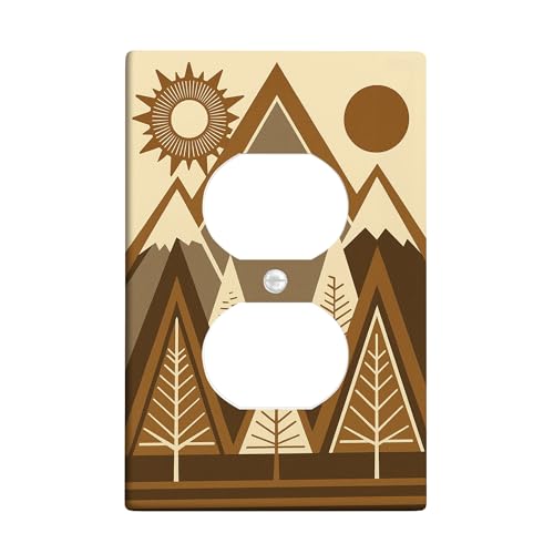 Lichtschalter-Abdeckplatten für Berg-Sonnenlichtschalter/Steckdosenabdeckungen, Erdbraunes Natur-Design für Heimdekoration, thermoplastische Wandplatten, Standardgröße, Einzel-Duplex-Steckdose von Generic