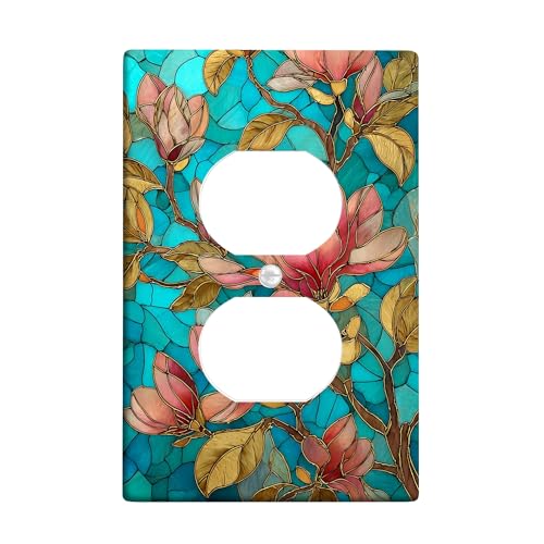 Lichtschalter-Abdeckplatten für Frühlingsblumen, Pfirsich-Magnolie auf aquamarinem Hintergrund, Thermoplastische Wandplatten, Standardgröße, Einzel-Duplex-Steckdose Lichtschalter-Abdeckplatten für Frühlingsblumen, Pfirsich-Magnolie auf aquamarinem Hintergrund, Thermoplastische Wandplatten, Standardgröße, Einzel-Duplex-Steckdose von Generic